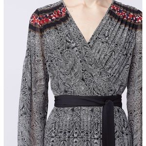 DVF pleated printed silk georgette wrap dress NWT